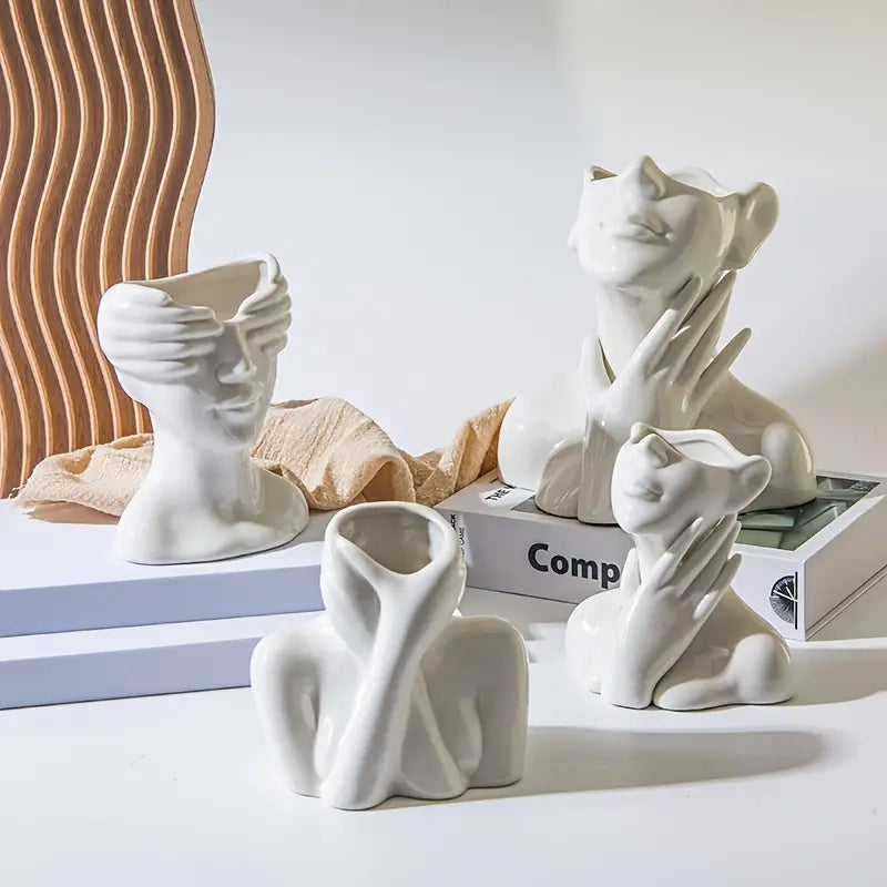 Character Art Ceramic Vase for Flower Arrangement Decor