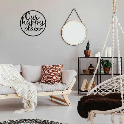 Happy Place Metal Wall Sign for Home Decor