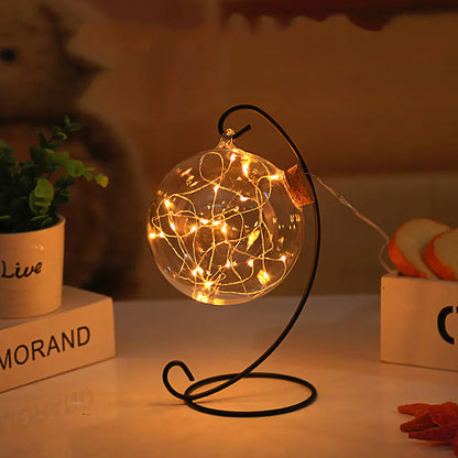 LED Wish Bottle with Glass Cork and Star Decor