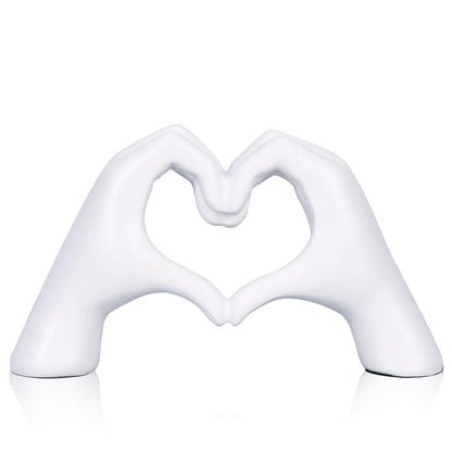 White Heart Hand Statues and Sculptures White Room Decor Aesthetics for Living Room Coffee Table tv Cabinet Bookshelf Office Entry Desktop Bookshelf Decor.