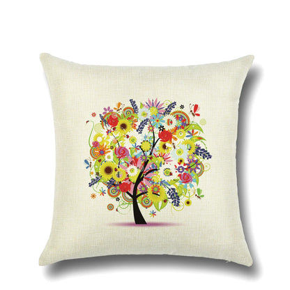 Stylish Cartoon Floral Tree Pillowcase for Home Decor