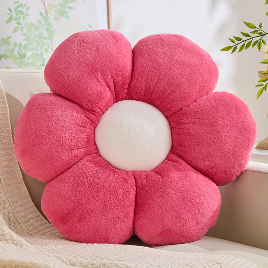 Flower Pillows Flower Shaped Throw Pillow Cute Daisy Flower Pillows Flower Seating Cushions for Adults Kids Home Bedroom Sofa Chair Couch Decor (Hot Pink 19.68 inch)