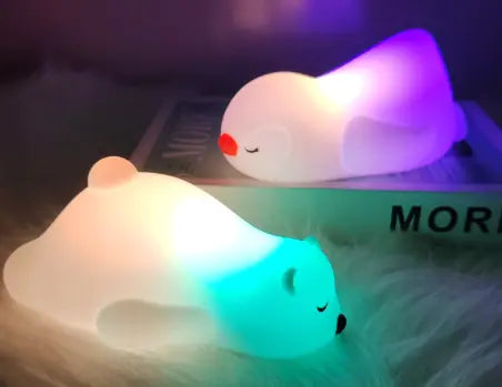 Amazon Bear Silicone Night Light - USB Rechargeable Colorful Decor