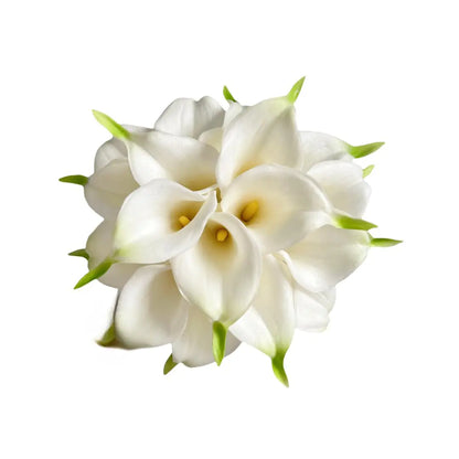 18pcs Real Touch Artificial Calla Lily Flowers for Decoration Outdoor Wedding Bouquets Lifelike Faux Flowers for Home Garden Party and Event Decor (White&Green)