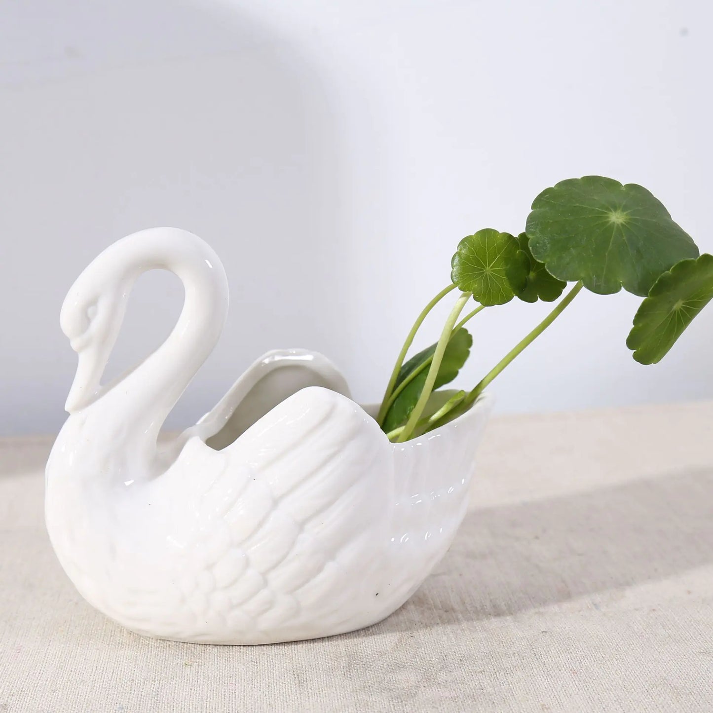 White Swan Ceramic Decor and Flower Pot