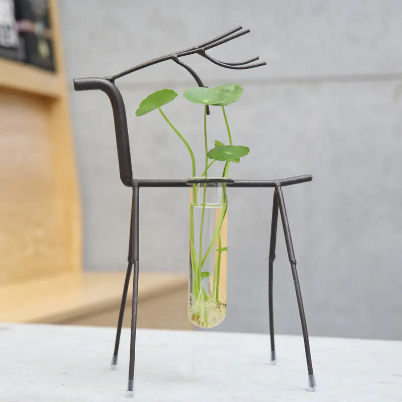 Modern Iron Deer Hydroponic Vase for Home Decor