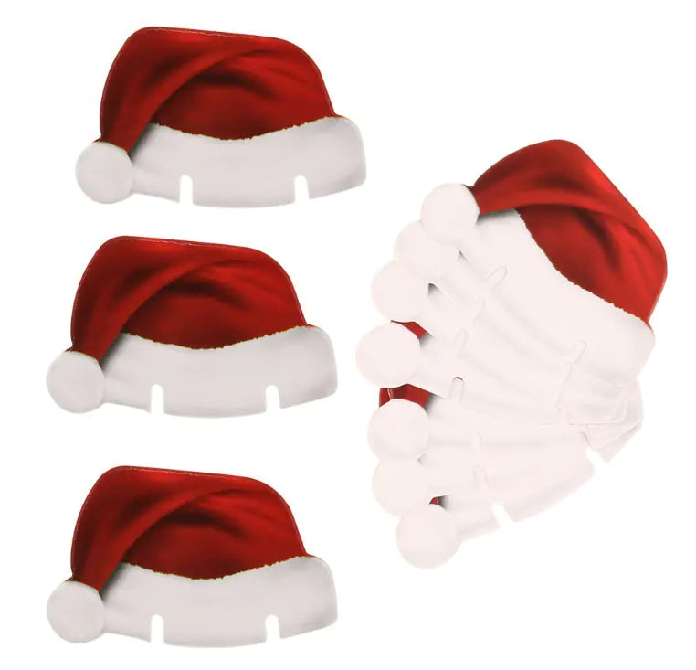 Christmas Wine Glass Place Cards with Hat Decor