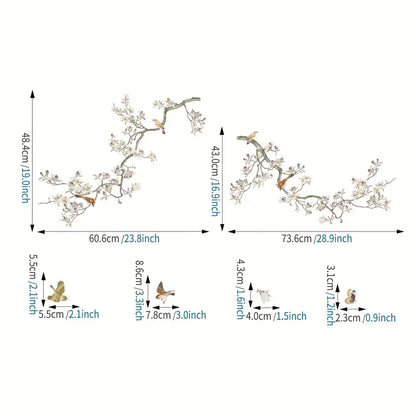 Colorful Removable Wall Stickers - Birds & Flowers Decor