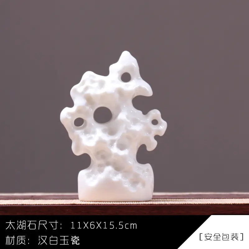 Zen Style Ceramic Taihu Stone Art Desk Decor Piece