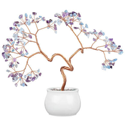 Creative Natural Crystal Tree with Ceramic Pot Decor