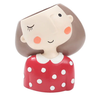 Cartoon Girl Succulent Planter - Cute Home Decor