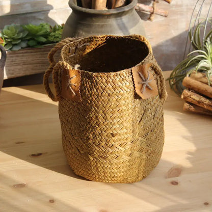 Handwoven Grass Storage Basket for Home Decor
