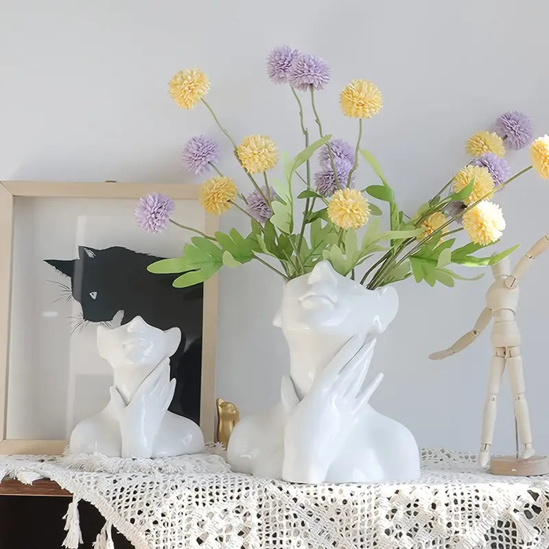 Character Art Ceramic Vase for Flower Arrangement Decor