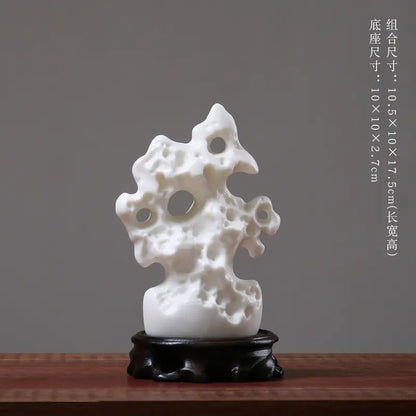 Zen Style Ceramic Taihu Stone Art Desk Decor Piece