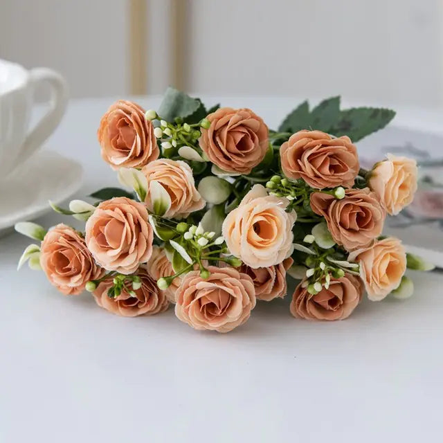 European 15-Piece Rose Bouquet for Home Decor