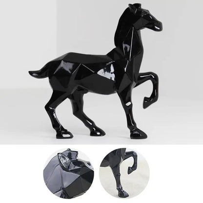 Modern Abstract White Horse Resin Sculpture for Home Decor