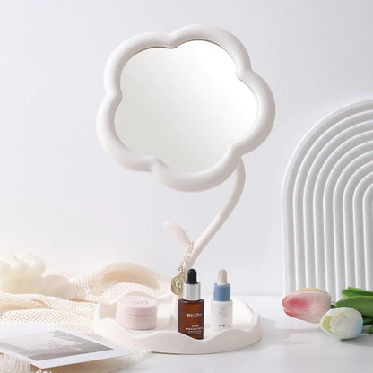 Flower-Shaped Makeup Mirror Desk Vanity Mirror for Living Room Bedroom and Minimal Spaces Home Decor