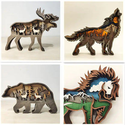 Wooden 3D Animal Carving Wall Decor