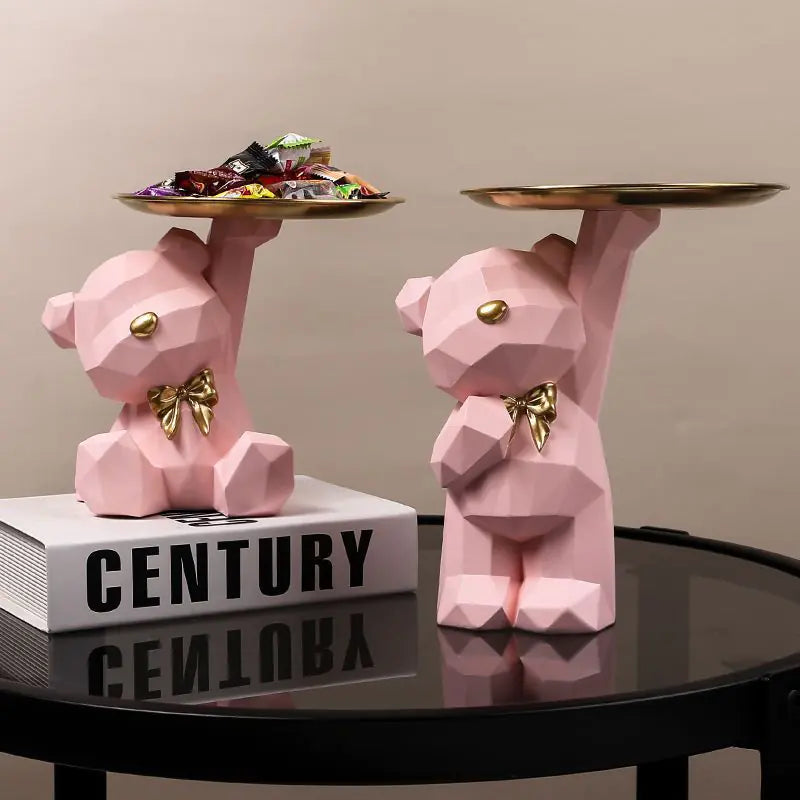 Nordic Bear Key Storage Tray for Home Entry Decor