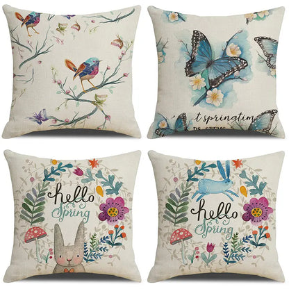 Rabbit Butterfly Design Pillowcase - Soft Flannel Decor