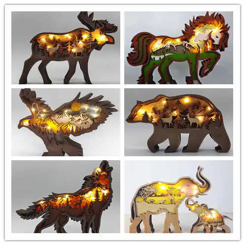 Wooden 3D Animal Carving Wall Decor
