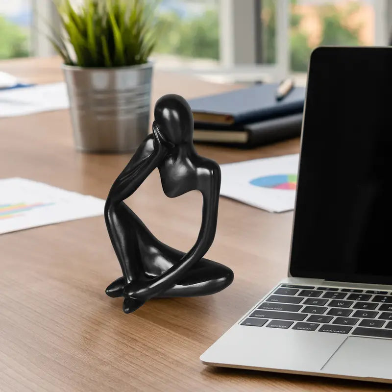 Resin Thinker Statue - Modern Sculpture for Home Office Decor