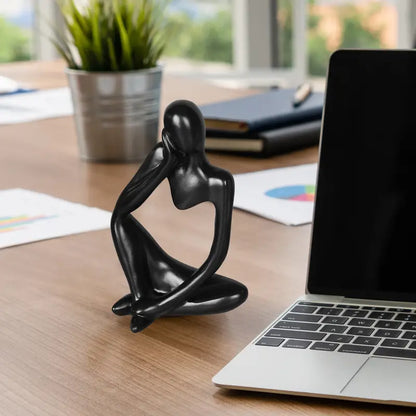 Resin Thinker Statue - Modern Sculpture for Home Office Decor